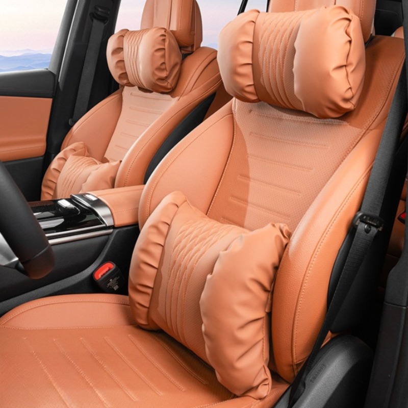 Neck Traction Pillow - Quality Nappa Leather Car Headrest Lumbar