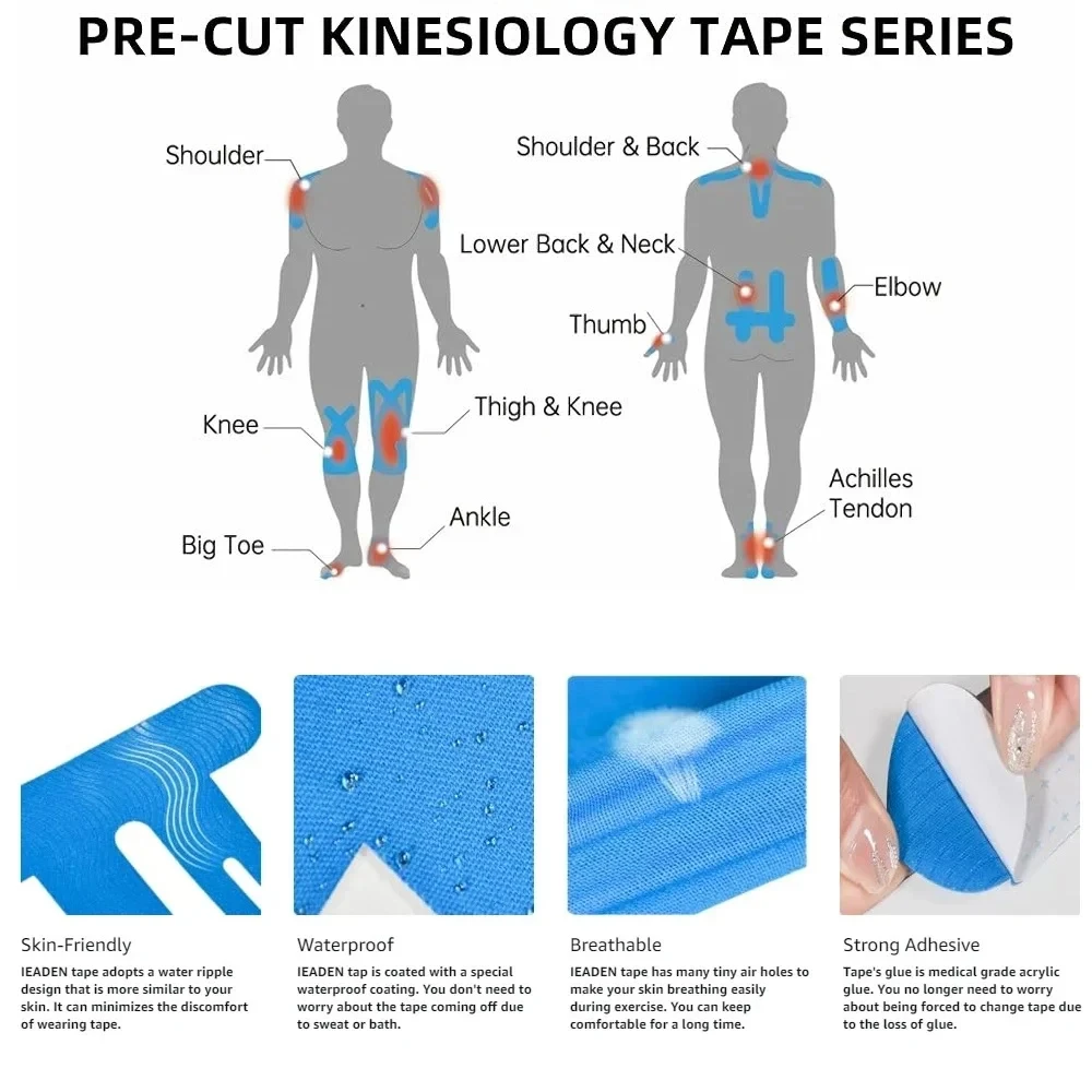 10PCS Precut Kinesiology Tape  - đánh giá và giá Kinesiology Tape Sports