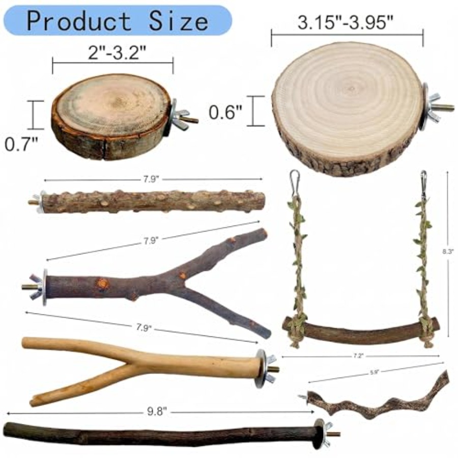 8PCS natural wood bird perches - đánh giá và giá Health & Wellness Therapy Center